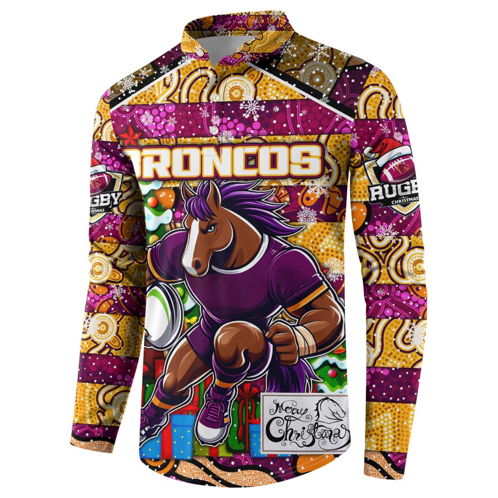 Custom Broncos Rugby Merry Christmas Button Sweatshirt Indigenous Australian Art