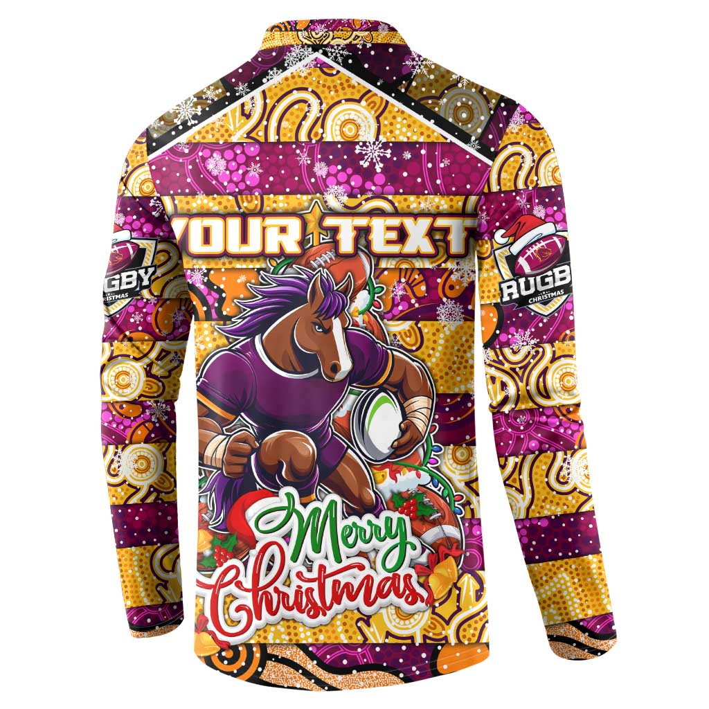 Custom Broncos Rugby Merry Christmas Button Sweatshirt Indigenous Australian Art