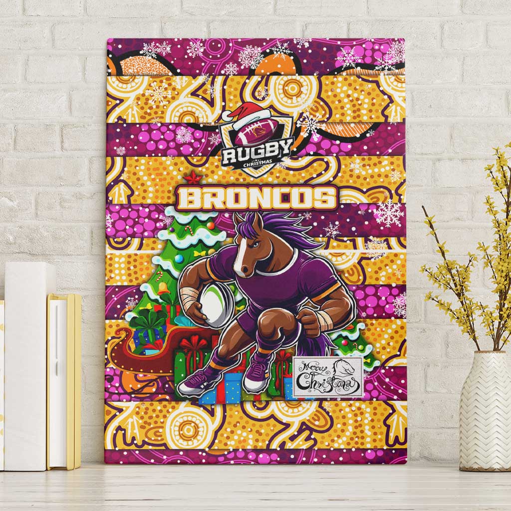 Broncos Rugby Merry Christmas Canvas Wall Art Indigenous Australian Art