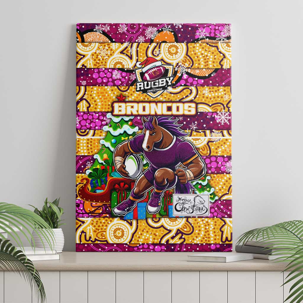 Broncos Rugby Merry Christmas Canvas Wall Art Indigenous Australian Art