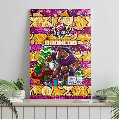Broncos Rugby Merry Christmas Canvas Wall Art Indigenous Australian Art