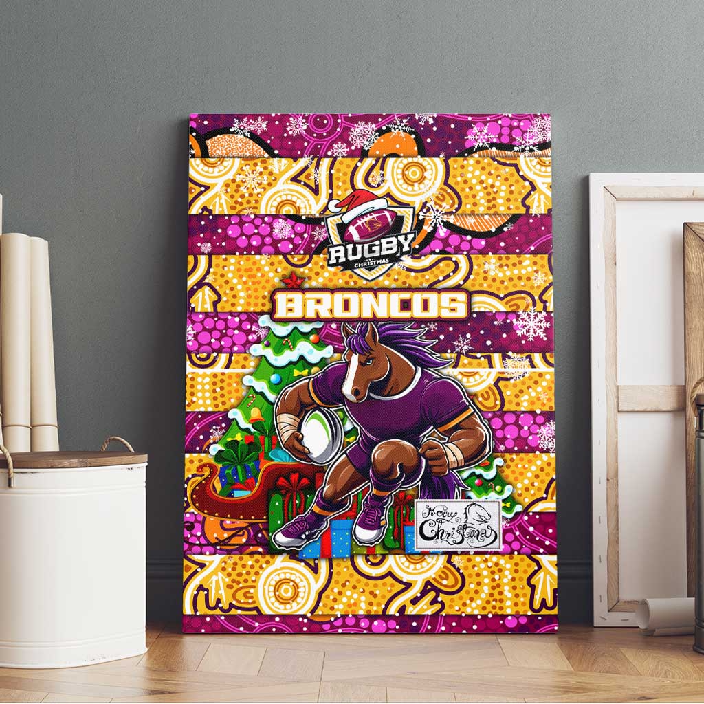 Broncos Rugby Merry Christmas Canvas Wall Art Indigenous Australian Art
