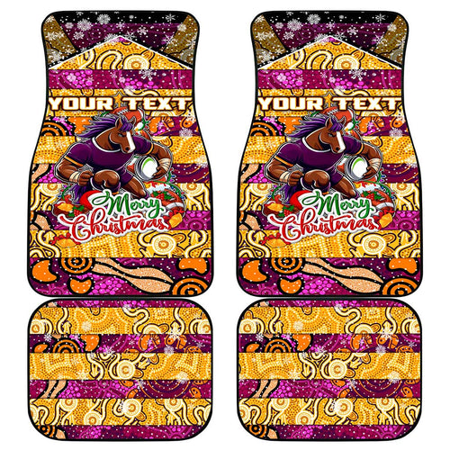 Broncos Rugby Merry Christmas Car Mats Indigenous Australian Art