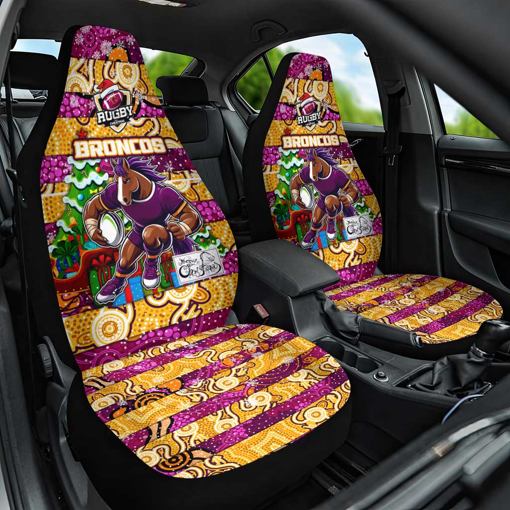 Broncos Rugby Merry Christmas Car Seat Cover Indigenous Australian Art