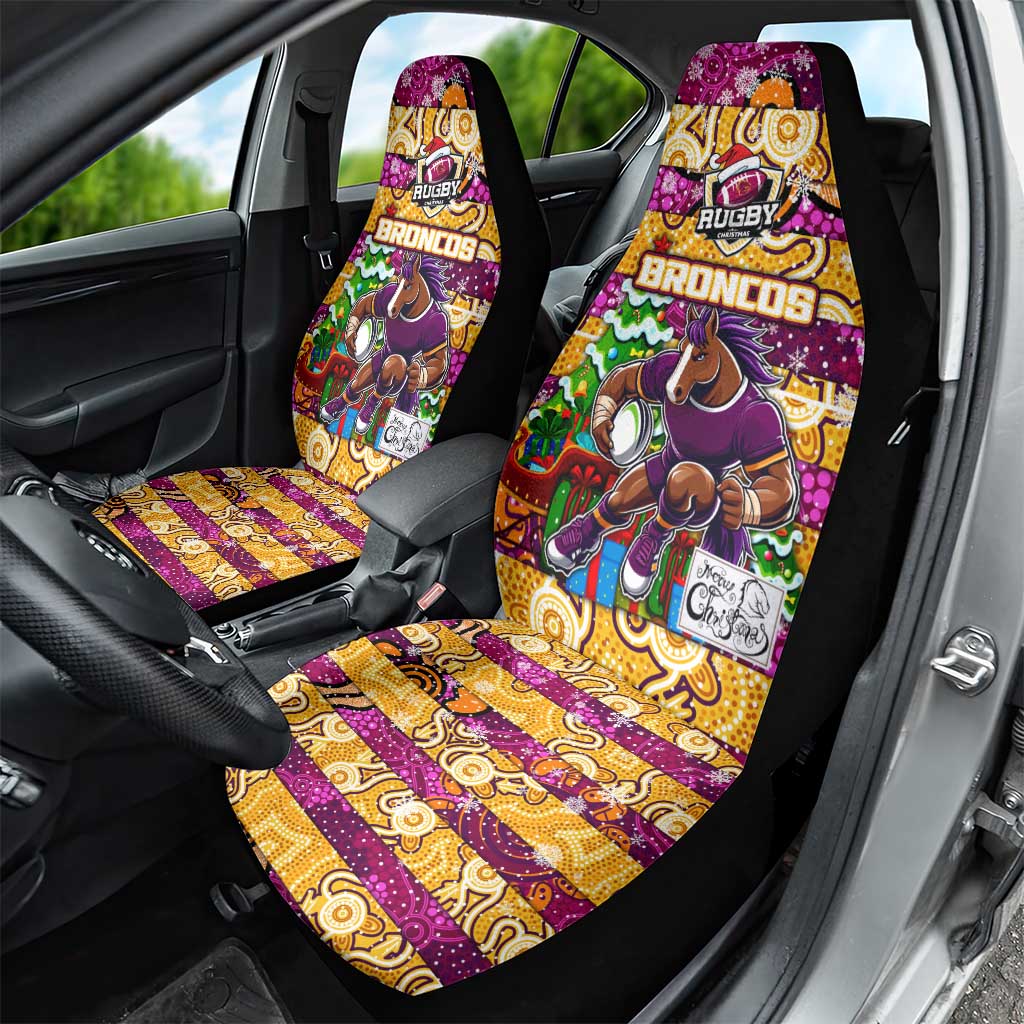 Broncos Rugby Merry Christmas Car Seat Cover Indigenous Australian Art