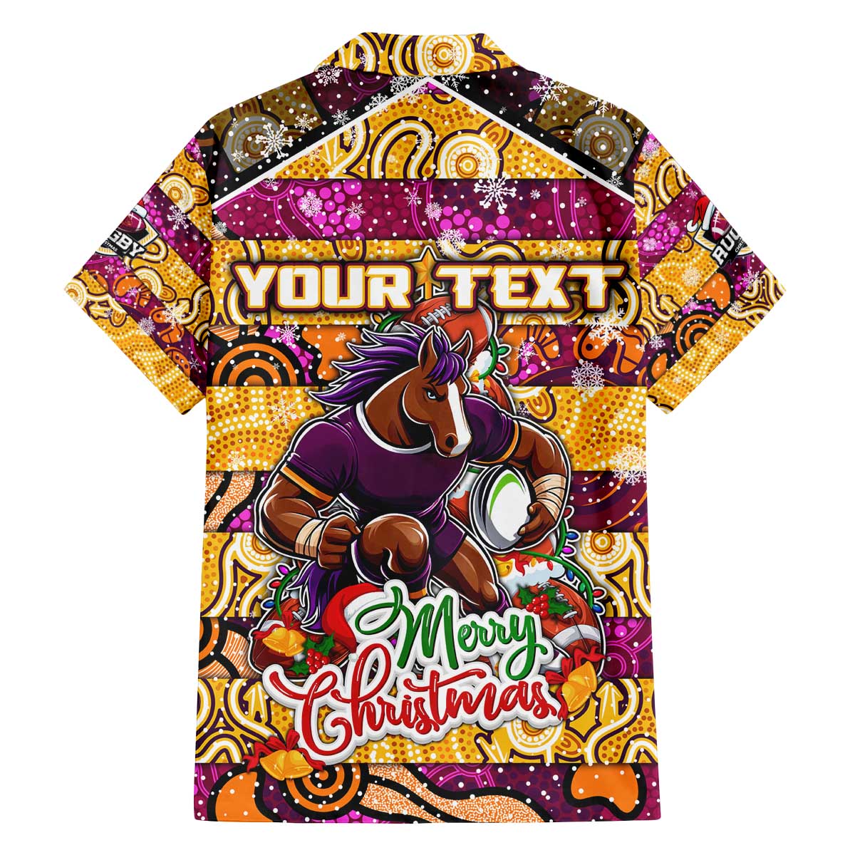 Custom Broncos Rugby Merry Christmas Family Matching Off The Shoulder Long Sleeve Dress and Hawaiian Shirt Indigenous Australian Art