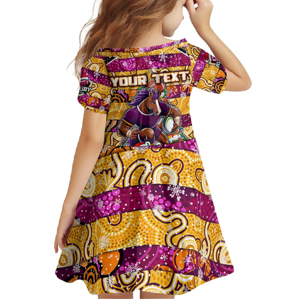 Custom Broncos Rugby Merry Christmas Family Matching Summer Maxi Dress and Hawaiian Shirt Indigenous Australian Art