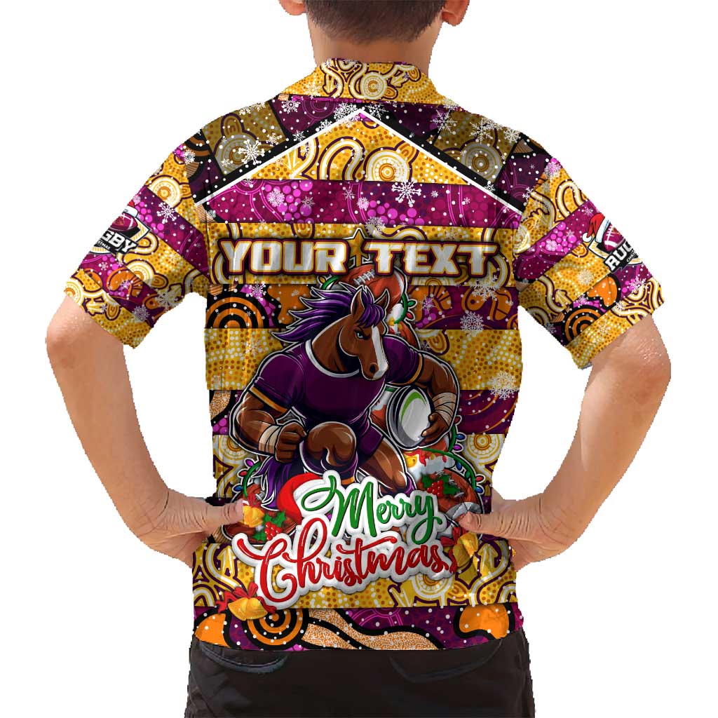 Custom Broncos Rugby Merry Christmas Family Matching Tank Maxi Dress and Hawaiian Shirt Indigenous Australian Art