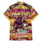 Custom Broncos Rugby Merry Christmas Family Matching Tank Maxi Dress and Hawaiian Shirt Indigenous Australian Art