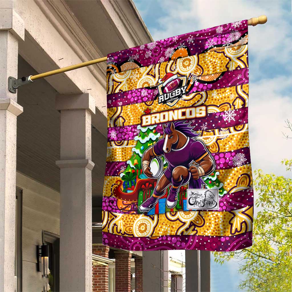 Broncos Rugby Merry Christmas Garden Flag Indigenous Australian Art