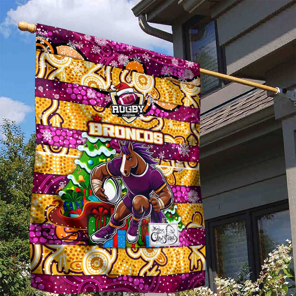 Broncos Rugby Merry Christmas Garden Flag Indigenous Australian Art