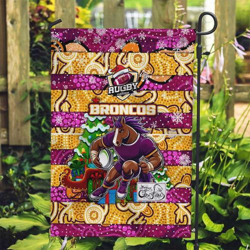 Broncos Rugby Merry Christmas Garden Flag Indigenous Australian Art