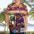 Custom Broncos Rugby Merry Christmas Hawaiian Shirt Indigenous Australian Art