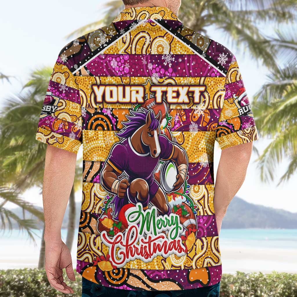 Custom Broncos Rugby Merry Christmas Hawaiian Shirt Indigenous Australian Art