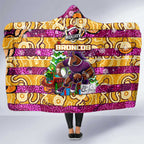 Broncos Rugby Merry Christmas Hooded Blanket Indigenous Australian Art