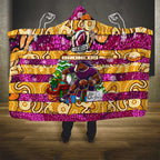 Broncos Rugby Merry Christmas Hooded Blanket Indigenous Australian Art