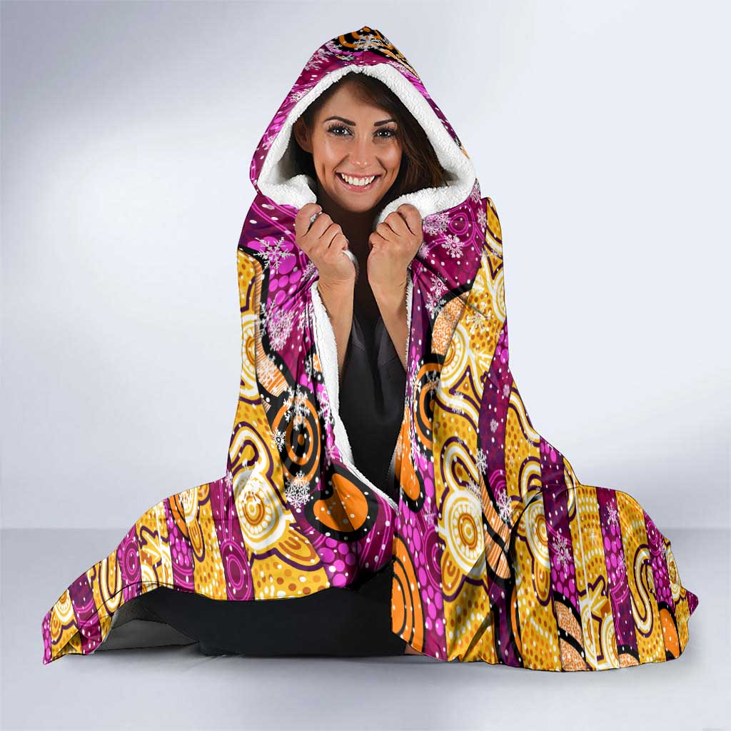 Broncos Rugby Merry Christmas Hooded Blanket Indigenous Australian Art