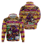 Custom Broncos Rugby Merry Christmas Hoodie Indigenous Australian Art