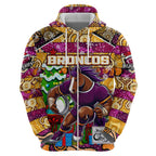 Custom Broncos Rugby Merry Christmas Hoodie Indigenous Australian Art