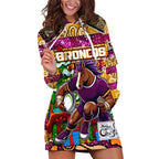 Custom Broncos Rugby Merry Christmas Hoodie Dress Indigenous Australian Art