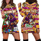 Custom Broncos Rugby Merry Christmas Hoodie Dress Indigenous Australian Art