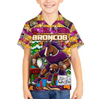 Custom Broncos Rugby Merry Christmas Kid Hawaiian Shirt Indigenous Australian Art
