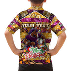 Custom Broncos Rugby Merry Christmas Kid Hawaiian Shirt Indigenous Australian Art