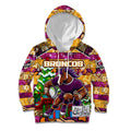 Custom Broncos Rugby Merry Christmas Kid Hoodie Indigenous Australian Art
