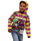 Custom Broncos Rugby Merry Christmas Kid Hoodie Indigenous Australian Art