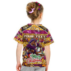 Custom Broncos Rugby Merry Christmas Kid T Shirt Indigenous Australian Art