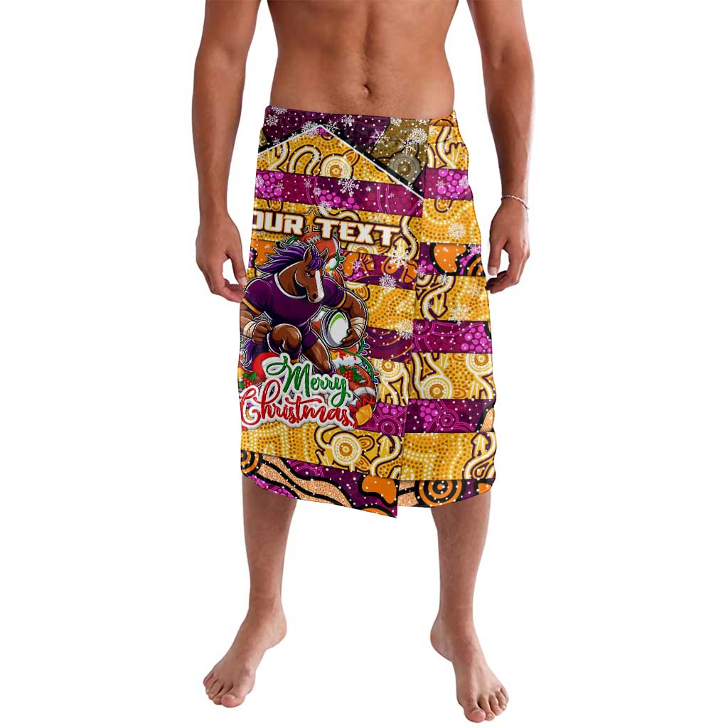 Custom Broncos Rugby Merry Christmas Lavalava Indigenous Australian Art