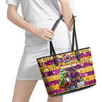 Broncos Rugby Merry Christmas Leather Tote Bag Indigenous Australian Art