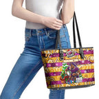 Broncos Rugby Merry Christmas Leather Tote Bag Indigenous Australian Art