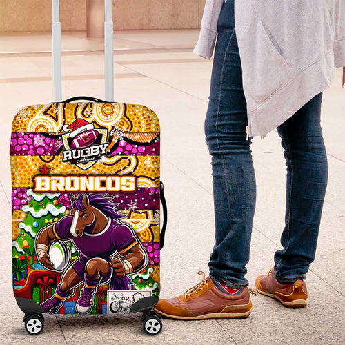 Broncos Rugby Merry Christmas Luggage Cover Indigenous Australian Art