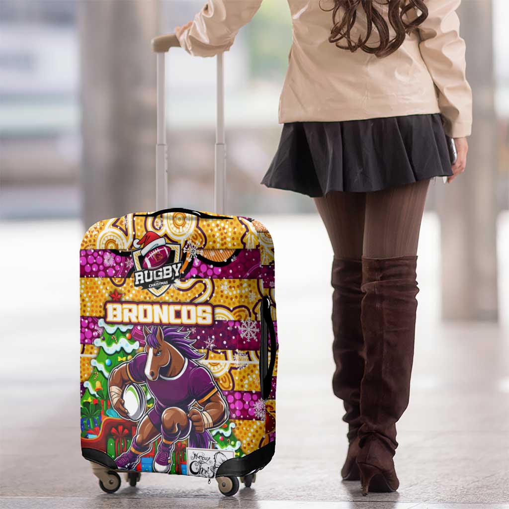 Broncos Rugby Merry Christmas Luggage Cover Indigenous Australian Art