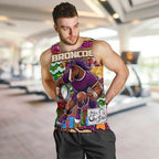 Custom Broncos Rugby Merry Christmas Men Tank Top Indigenous Australian Art