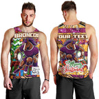 Custom Broncos Rugby Merry Christmas Men Tank Top Indigenous Australian Art