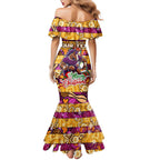 Custom Broncos Rugby Merry Christmas Mermaid Dress Indigenous Australian Art