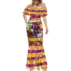 Custom Broncos Rugby Merry Christmas Mermaid Dress Indigenous Australian Art