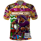 Custom Broncos Rugby Merry Christmas Polo Shirt Indigenous Australian Art