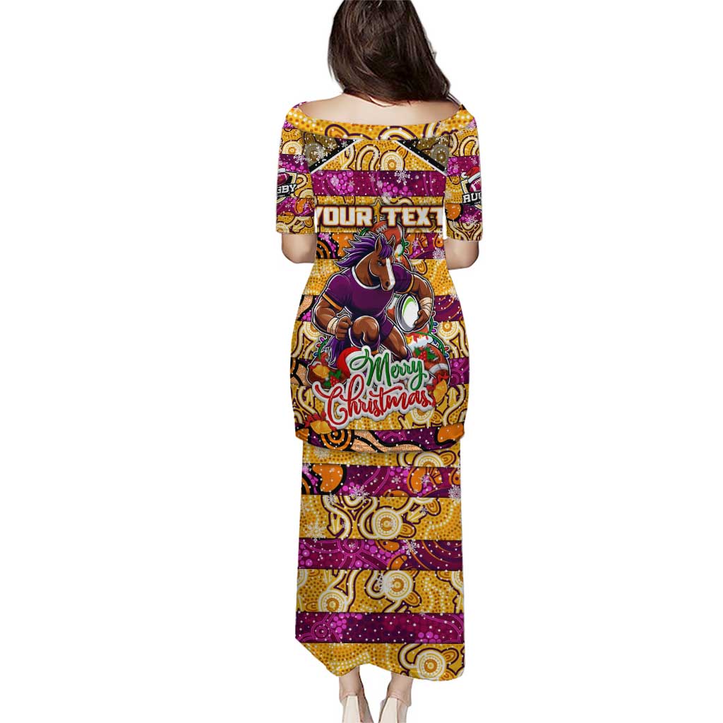 Custom Broncos Rugby Merry Christmas Puletasi Indigenous Australian Art