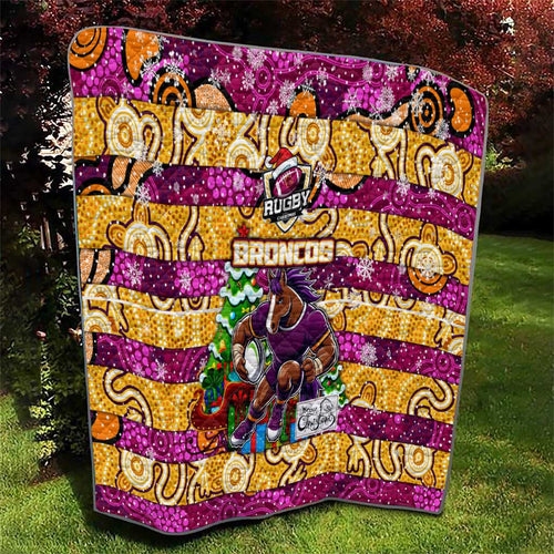 Broncos Rugby Merry Christmas Quilt Indigenous Australian Art