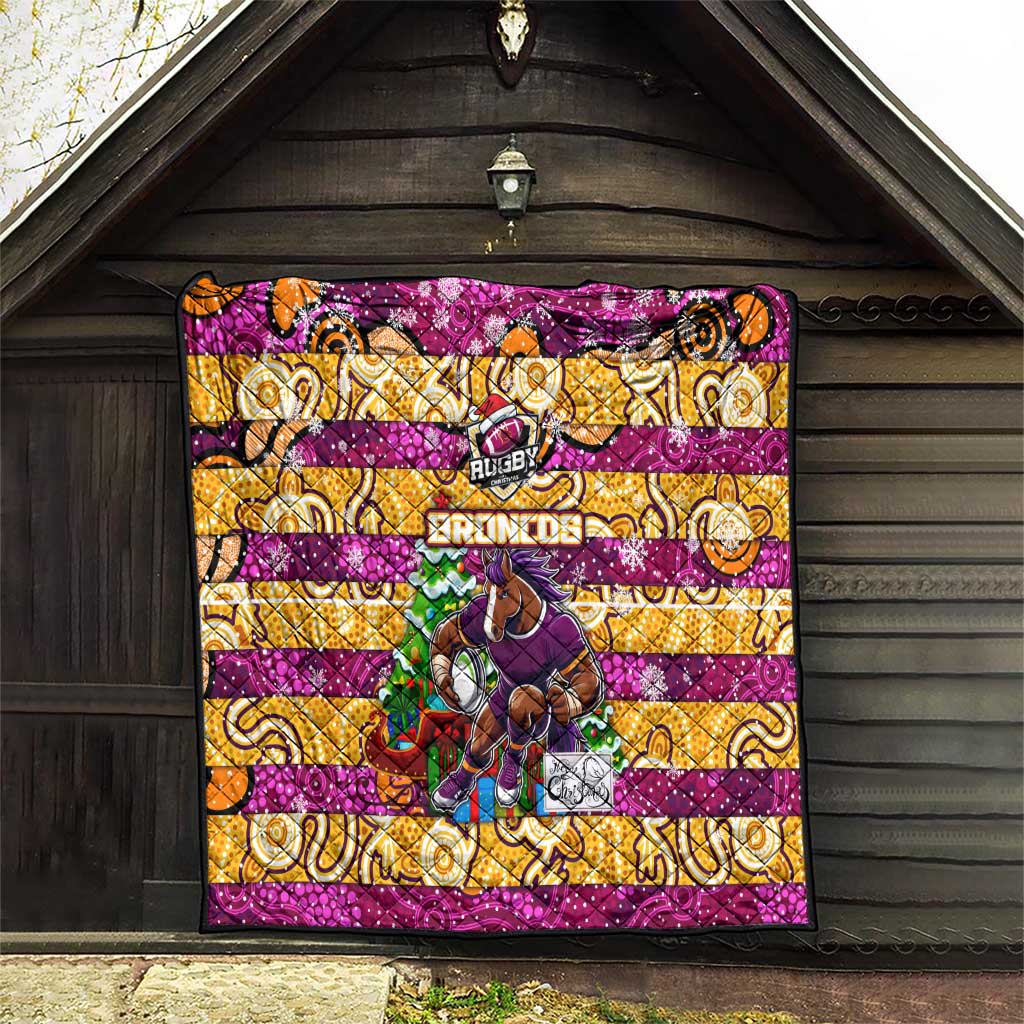 Broncos Rugby Merry Christmas Quilt Indigenous Australian Art
