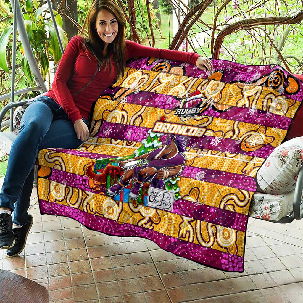 Broncos Rugby Merry Christmas Quilt Indigenous Australian Art