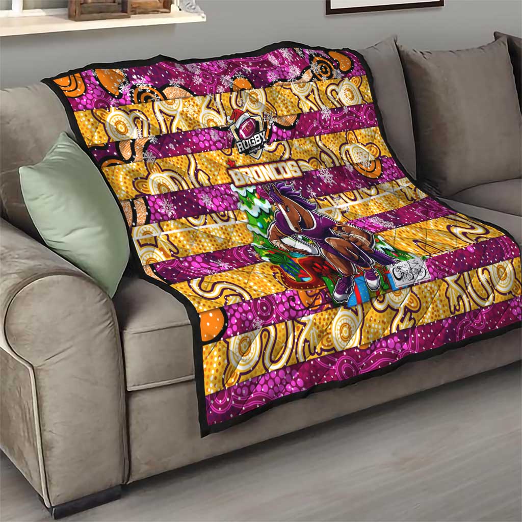 Broncos Rugby Merry Christmas Quilt Indigenous Australian Art