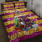 Broncos Rugby Merry Christmas Quilt Bed Set Indigenous Australian Art