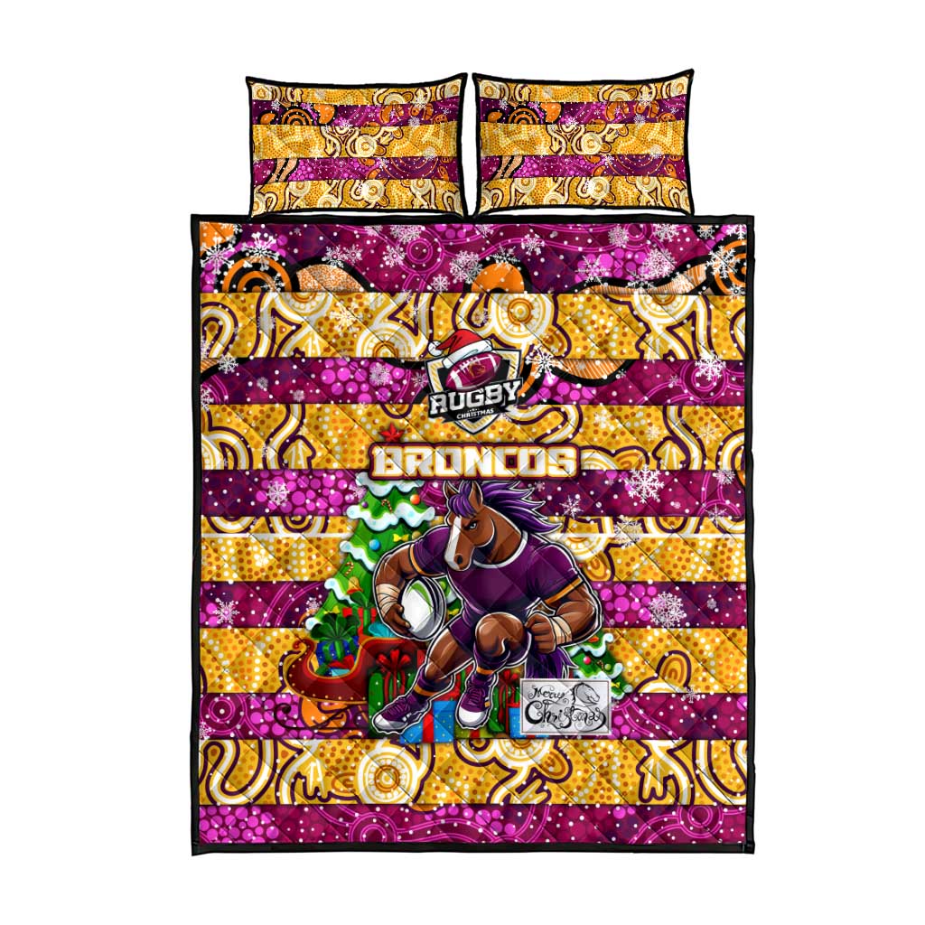 Broncos Rugby Merry Christmas Quilt Bed Set Indigenous Australian Art
