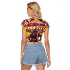 Custom Broncos Rugby Merry Christmas Raglan Cropped T Shirt Indigenous Australian Art