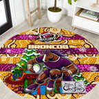 Broncos Rugby Merry Christmas Round Carpet Indigenous Australian Art