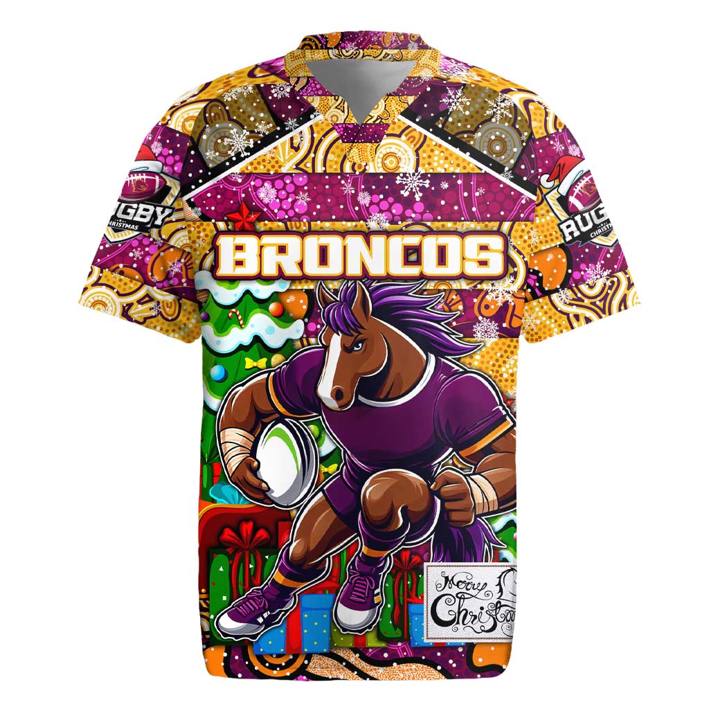 Custom Broncos Rugby Merry Christmas Rugby Jersey Indigenous Australian Art